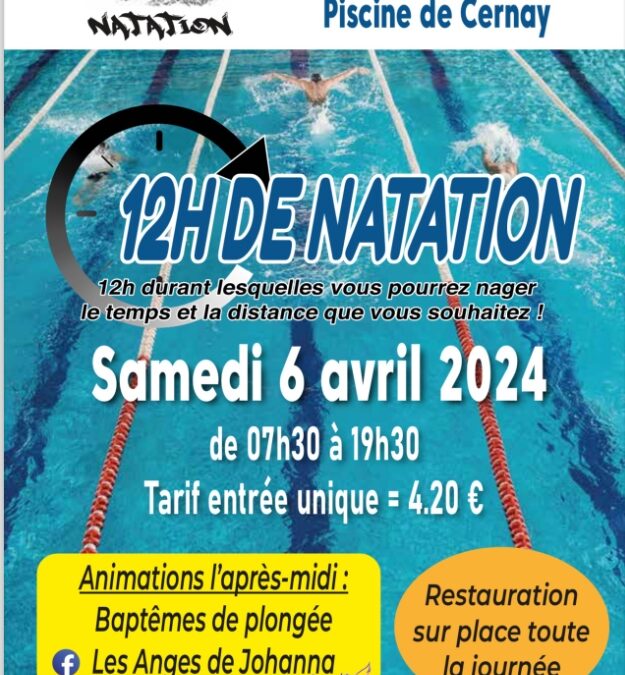 Evènement « 12H NATATION » organisé par le SR Cernay natation le samedi 6 avril