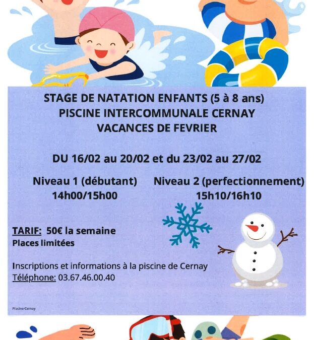 Stages vacances de février à la Piscine intercommunale de Cernay : Natation & jeux aquatiques