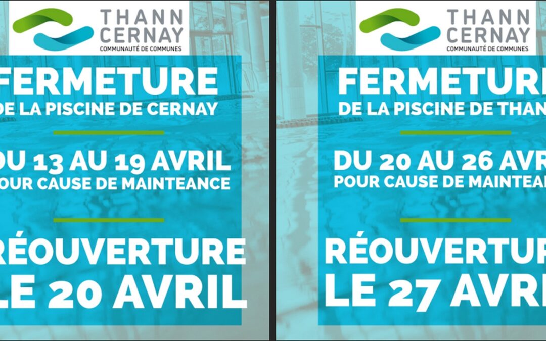 Ouverture des piscines intercommunales de Cernay et Thann pendant les vacances d&rsquo;avril